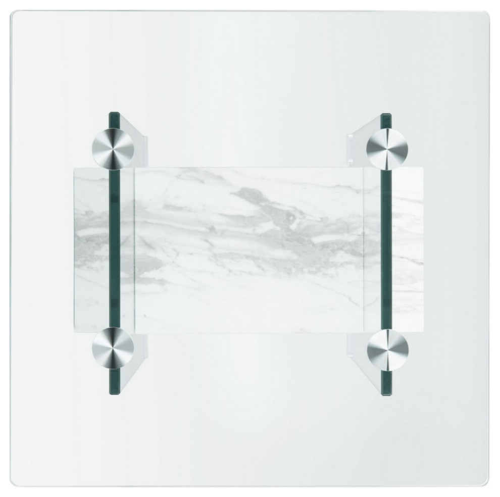 Leya Accent Table Glass/Faux White Marble Shelf   Modern   Side Tables And End Tables   by Virgil Stanis Design  Houzz