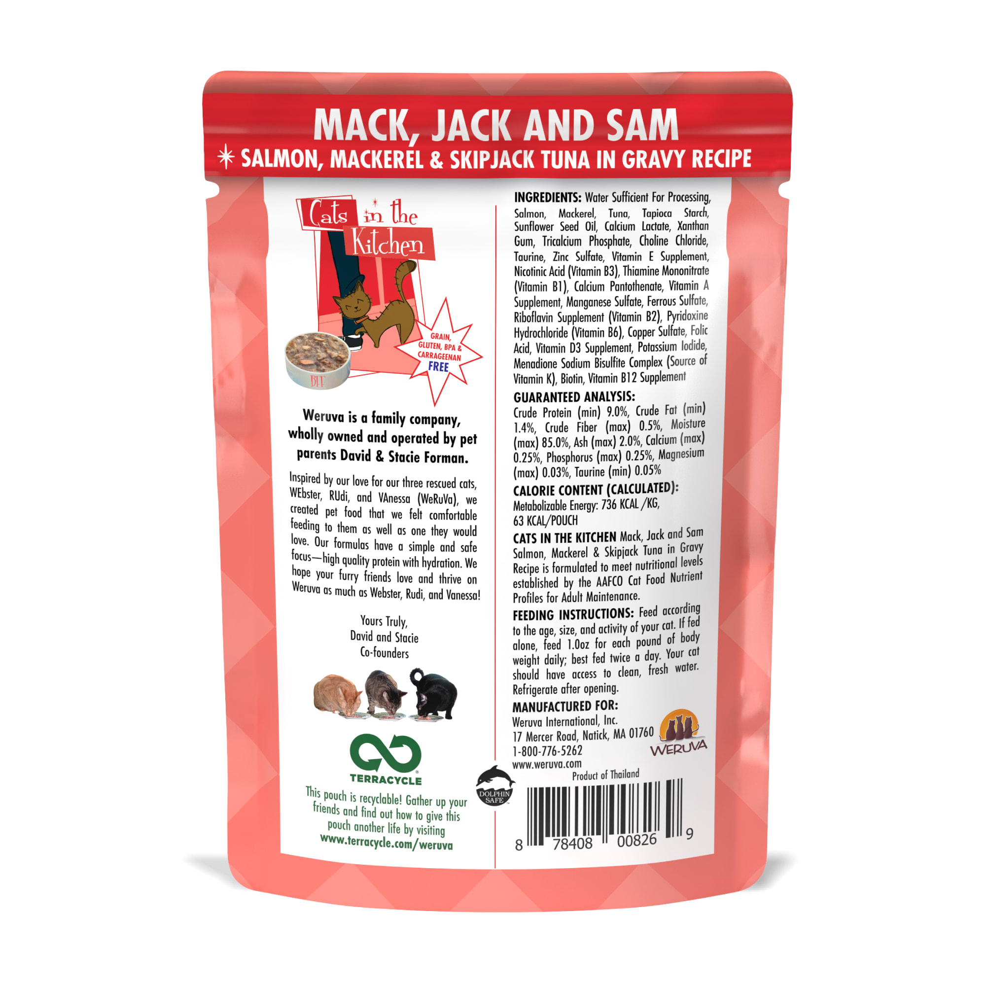 CATS IN THE KITCHEN Originals Mack， Jack and Sam Salmon Tuna in Gravy Recipe Wet Food， 3 oz.， Case of 12