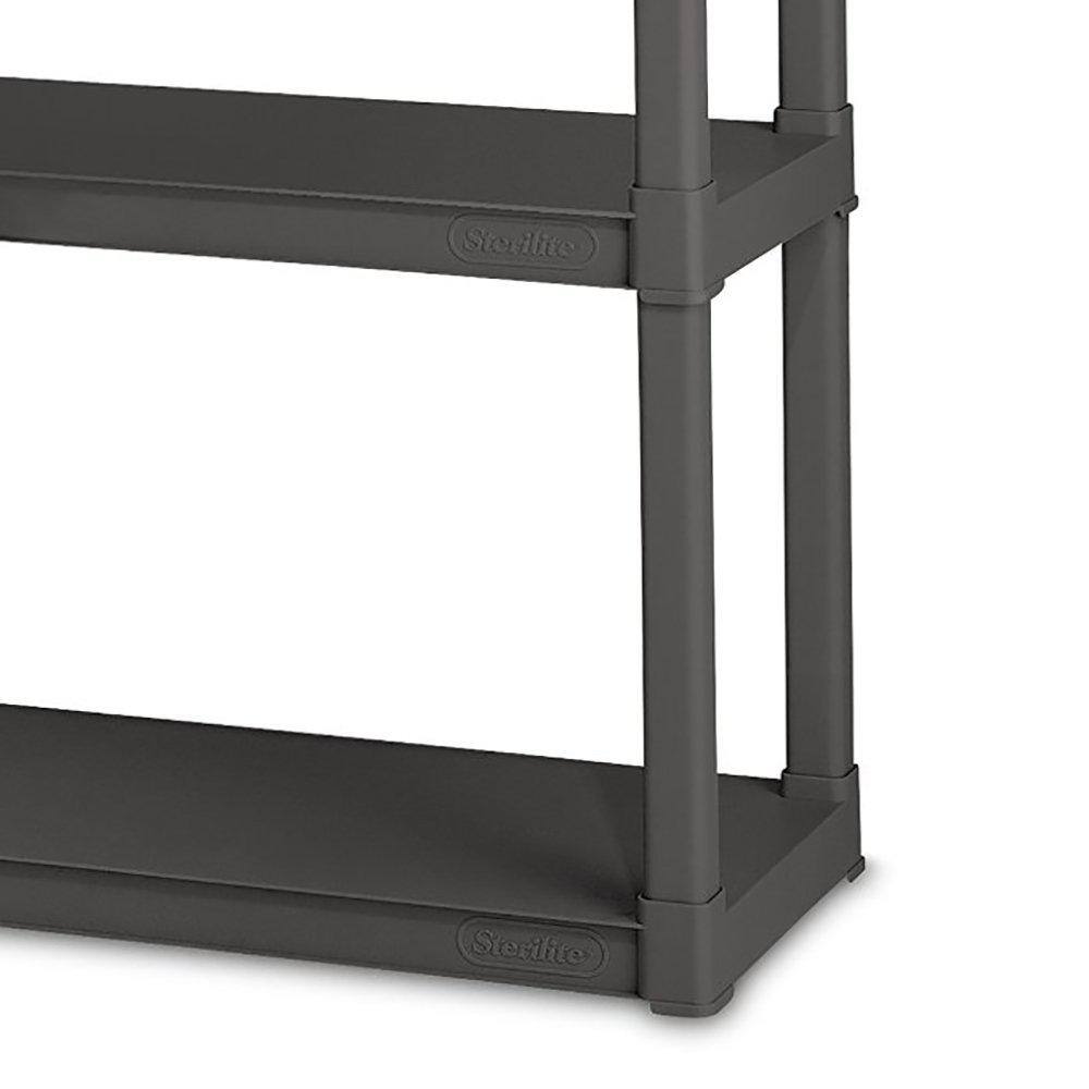 Sterilite Black 4-Tier Plastic Garage Storage Shelving Unit (35 in. W x 57 in. H x 14 in. D) 4 x 01643V01