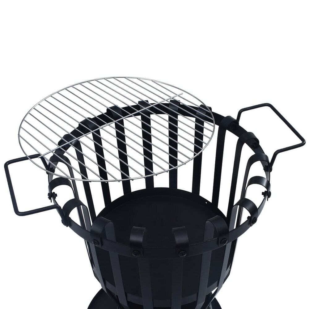 vidaXL Garden Fire Pit Basket with BBQ Grill Steel 19\