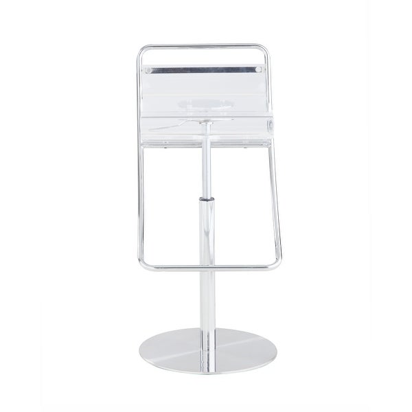 Somette Clear Acrylic Adjustable Height Stool with Polished Stainless Steel Finish