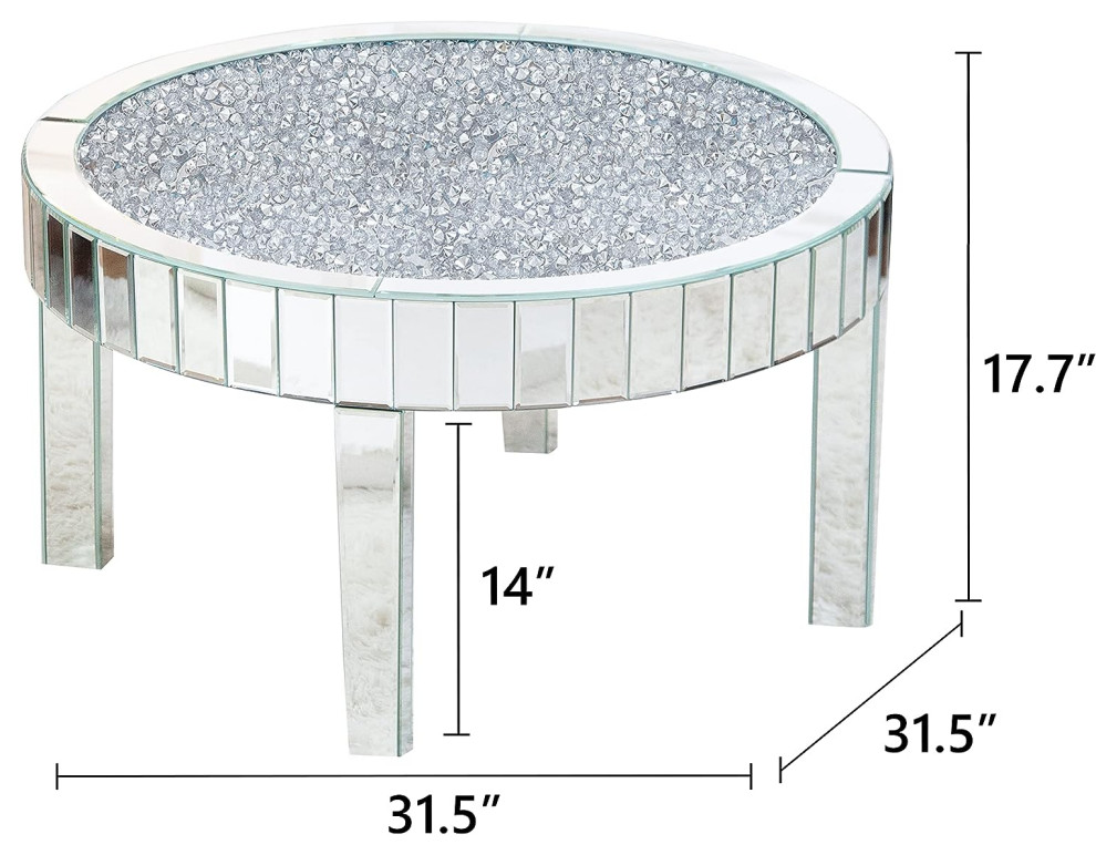 Elegant Coffee Table  Beveled Mirrored Design With Diamond Insert   Contemporary   Coffee Tables   by Decor Love  Houzz