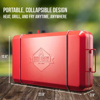 HIKE CREW 2-in-1 Camping Portable Propane Stove with Grill and Integrated Igniter HC1B1FWI