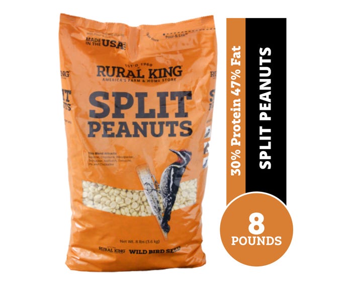 Rural King Split Peanuts， Wild Bird Seed， 8 lb. Bag