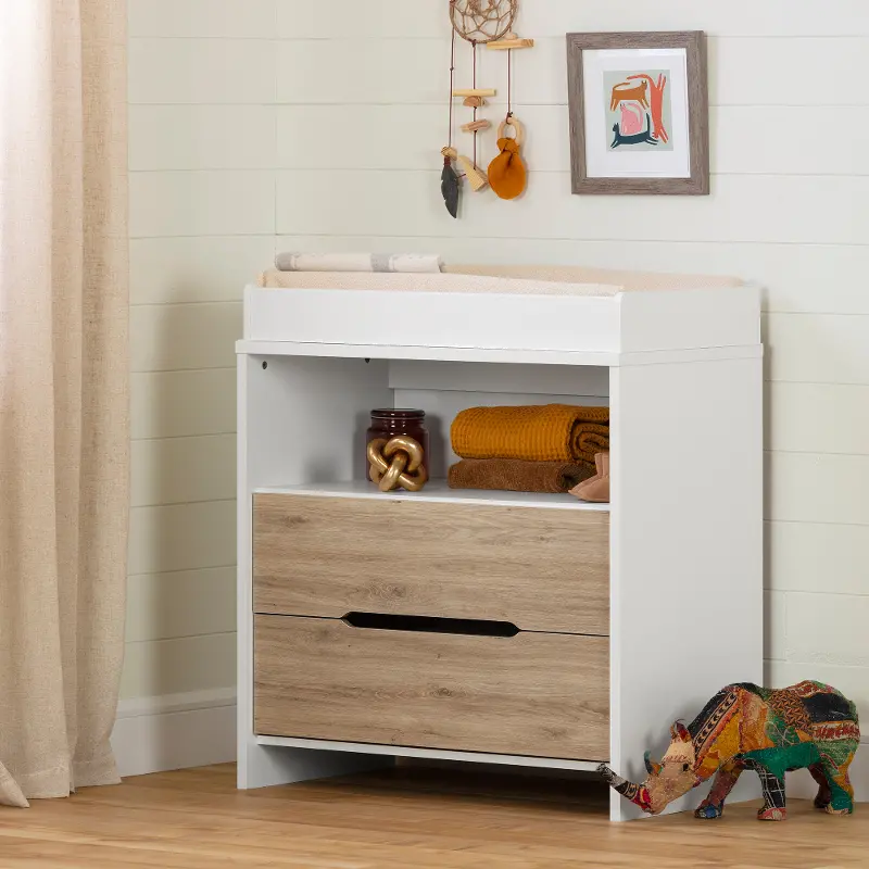 Cookie White and Oak 2-Drawer Changing Table - South Shore