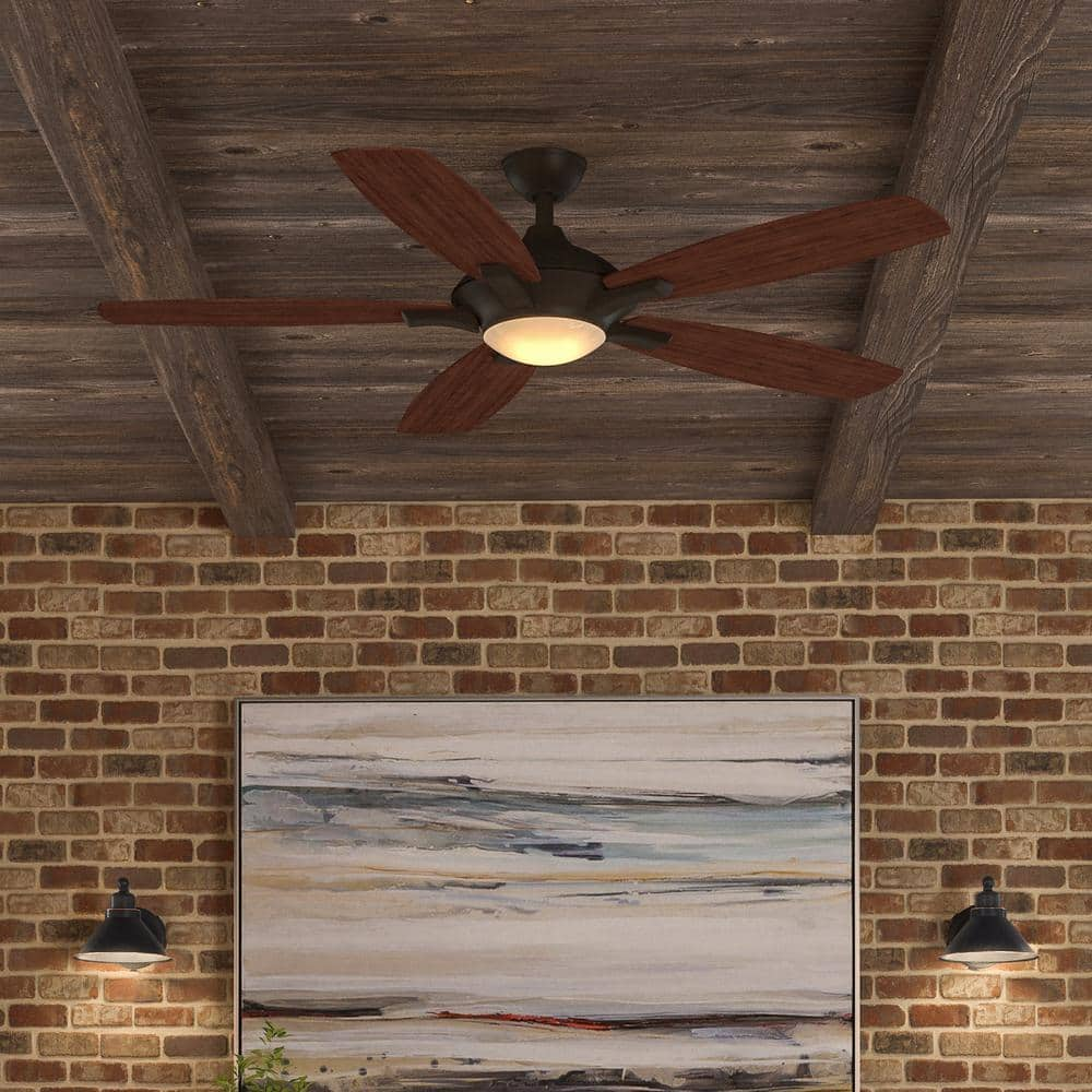 Home Decorators Collection Petersford 52 in Integrated LED Indoor Oil Rubbed Bronze Ceiling Fan with Light Kit and Remote Control