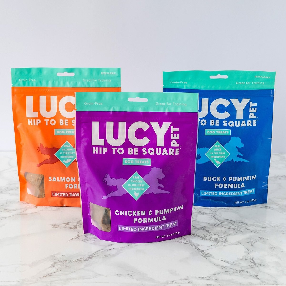 Lucy Pet Products Hip To Be Square Chicken and Pumpkin Formula Grain-Free Dog Treats