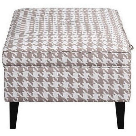 Benjara BM229645 Rectangular Fabric Ottoman with H...