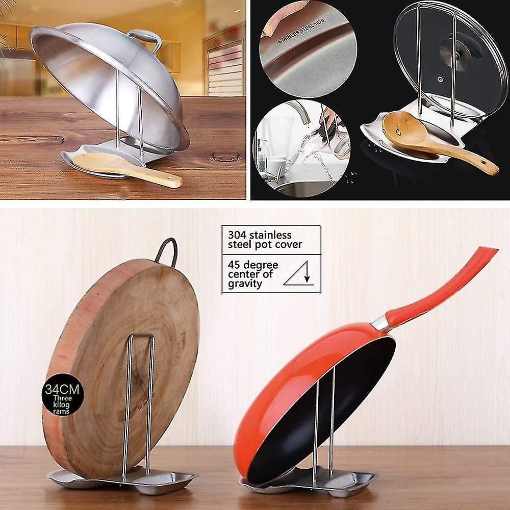 Spoon Rest And Pot Lid Holder， Stainless Steel Pan Cover Rack