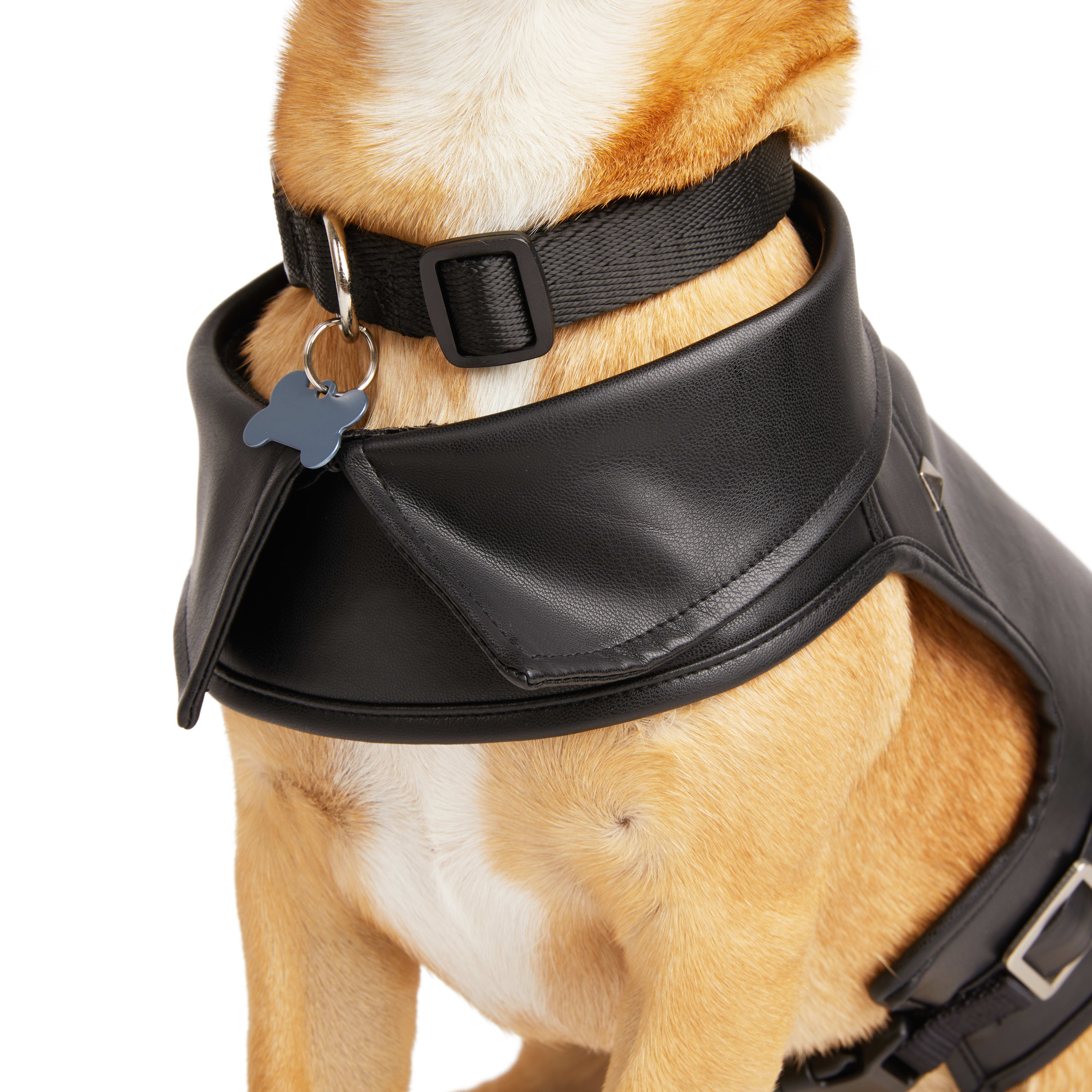 YOULY Black Biker Dog Harness， XX-Small