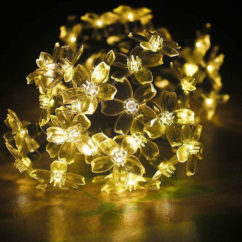 Outdoor String Lights 9.5M 50 Led Cherry Blossom Flower Solar Garden Decorations