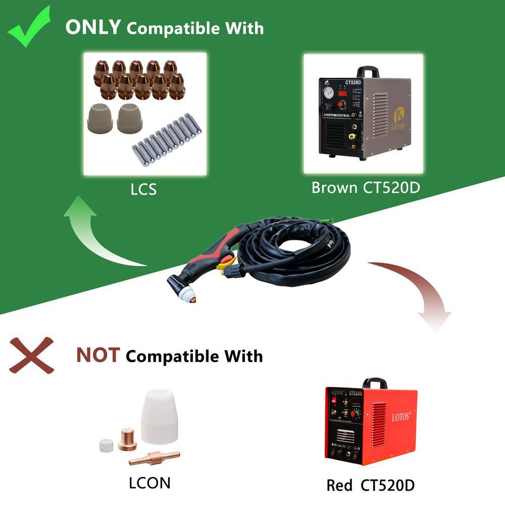 Lotos 24 ft. Brown Plasma Cutting Electrical Torch for CT520D Plasma Cutter (5-Prongs) NCL245