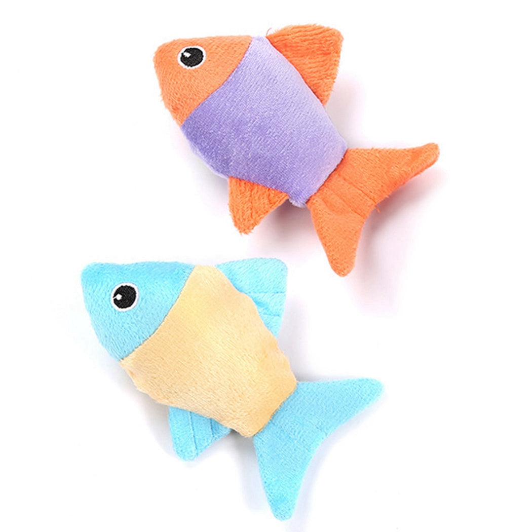 Cat Catnip Toy Plush: 2PCS Fish Design Crinkle Cat Chew Toy Kitten Teething Toy