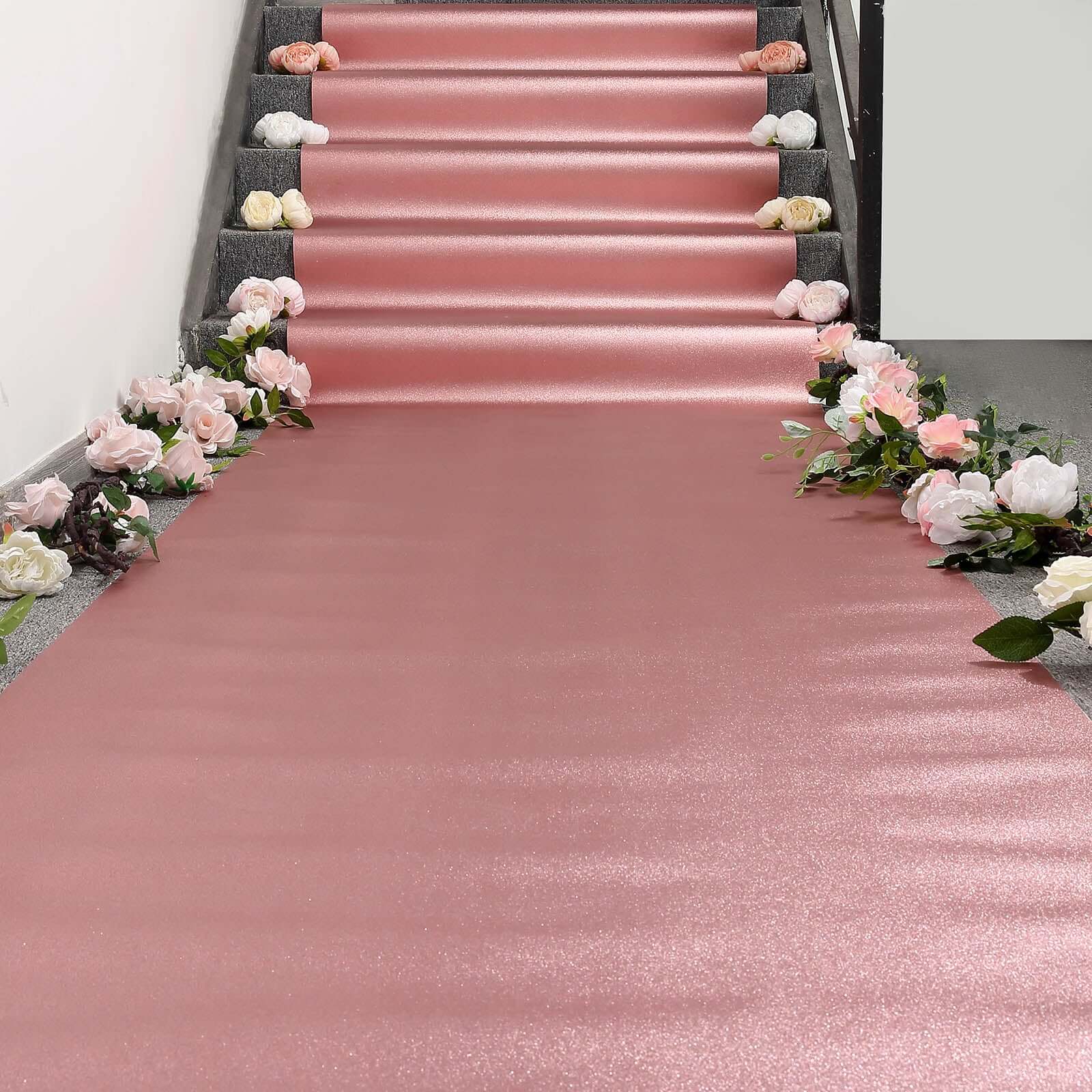 Rose Gold Sparkle Glitter Wedding Aisle Runner, Non-Woven Red Carpet Runner Prom, Hollywood, Glam Parties 3ftx50ft