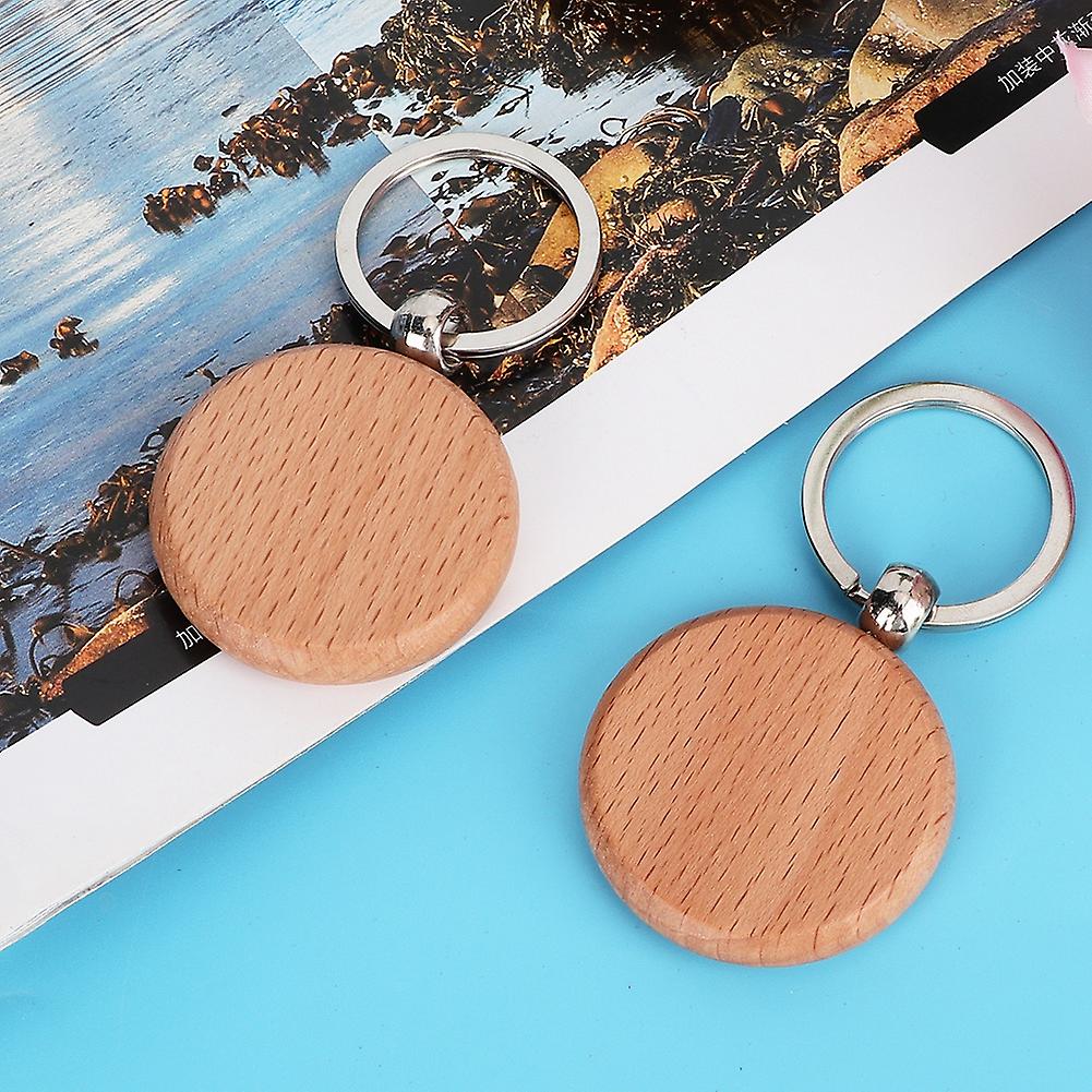 10pcs Beech Wood Key Chain Key Tags Keychains Diy Clothing Bag Decoration