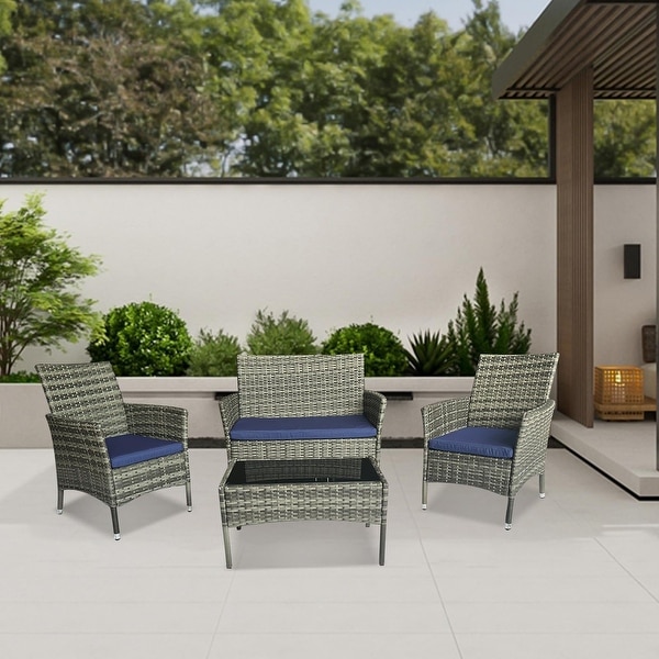 4 Piece Outdoor Patio Conversation Furniture