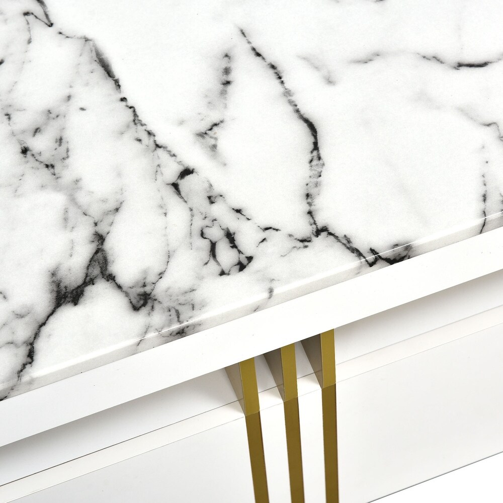 Contemporary Coffee Table with Faux Marble Top