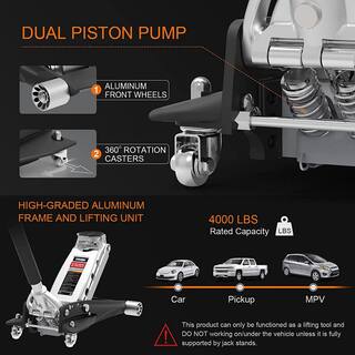 Torin 2-Ton Low-Profile Aluminum Floor Jack with Dual Piston Speedy Lift TAM820010L