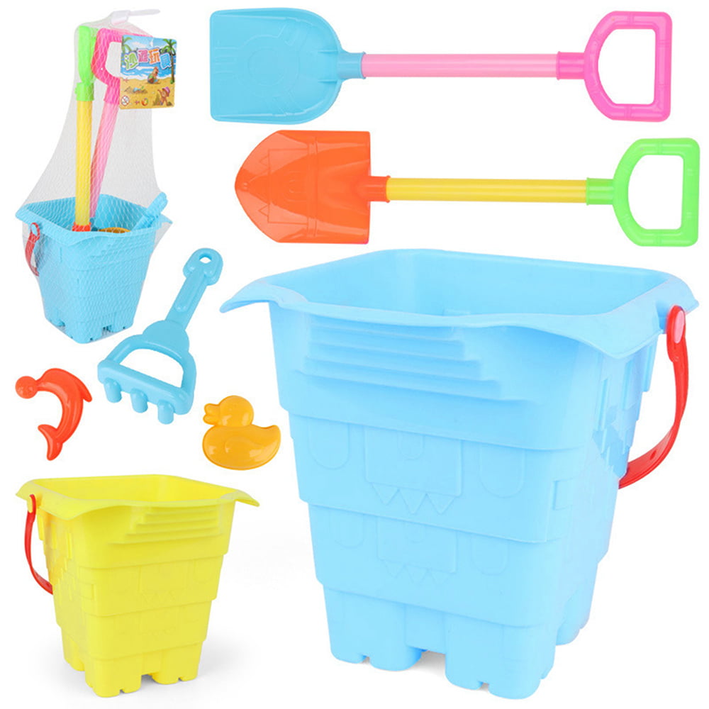 Summer Savings Clearance 2022! Transer Kids Beach Sand Toys, 6 Pcs Sand Toys Set with Pail Car Animals Castle and Other Tools Kit Beach Toys for Boys, Girls,Toddlers, Kids