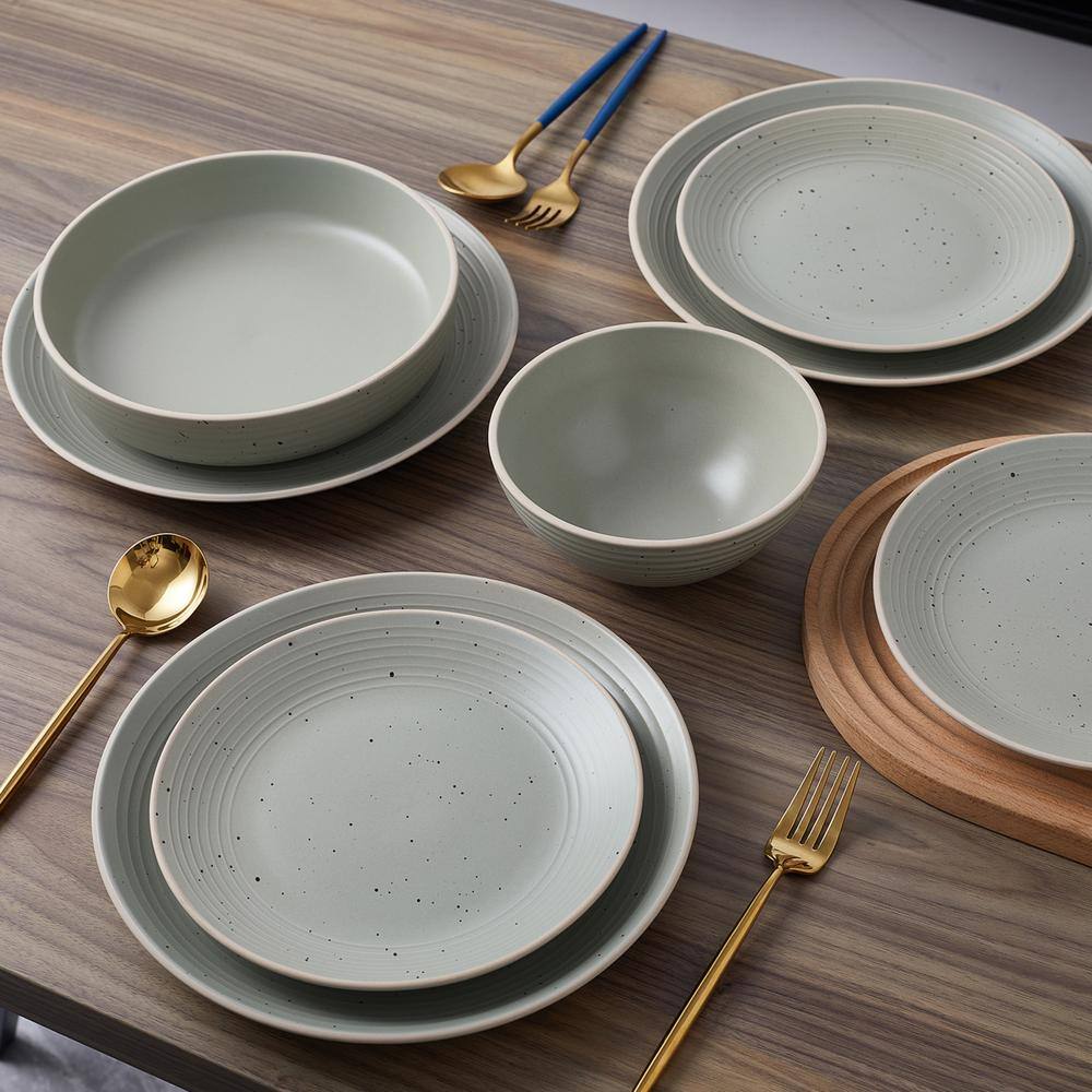 STONE LAIN Stone Lain Lauren 16-Piece Dinnerware Set Stoneware Service For 4 Green BLB1102-B010002