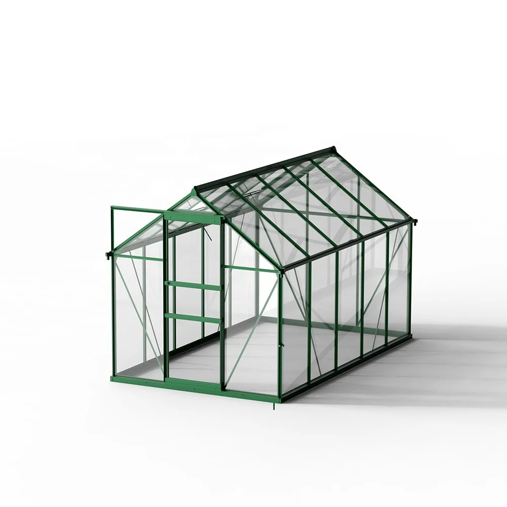 6x10ft 6x12ft Factory supply PC polycarbonate sheet outdoor green houses aluminum frame garden greenhouse kit with UV protecting