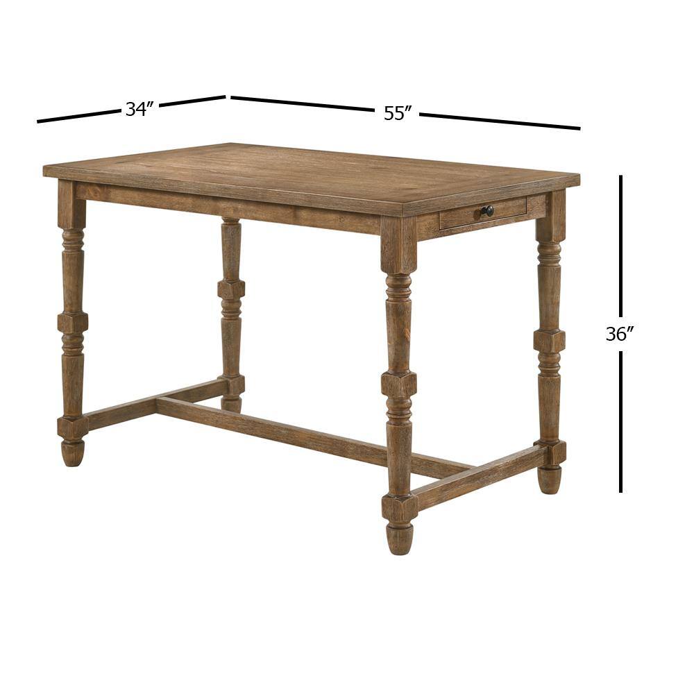 Acme Furniture Farsiris 55 in. Rectangle Weathered Oak Wood Top with Wood Frame (Seats 6) 77175