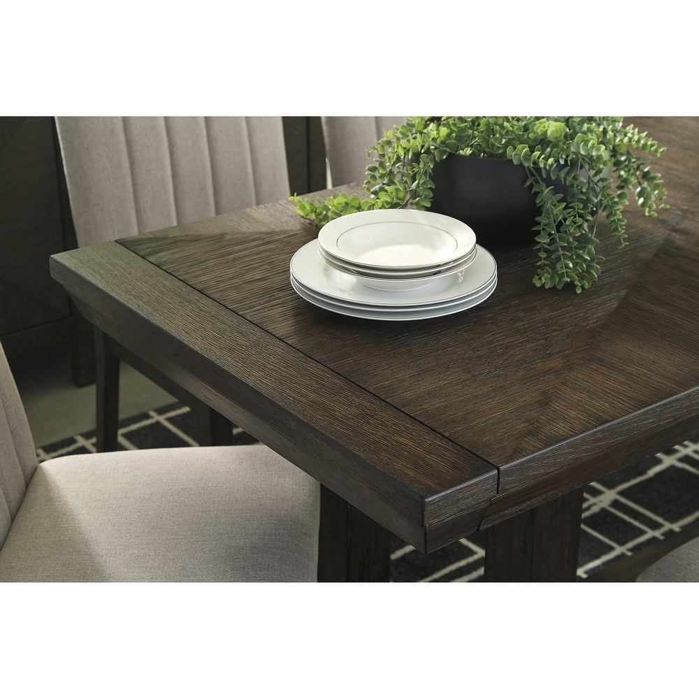 Dellbeck Brown Rectangular Dining Room Table with Leaves   Standard