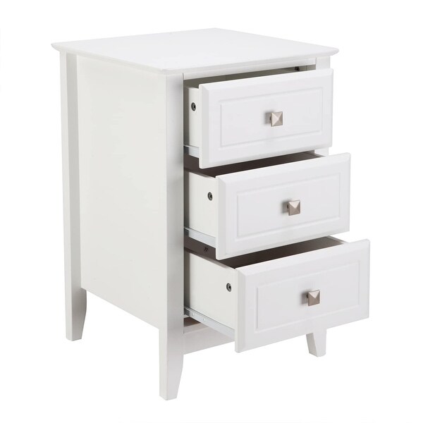 Upgraded White Night Stands for Bedrooms Set of 2， Modern Nightstand with 3 Drawers， Wooden Bed Side Table/Night Stand - - 37628318