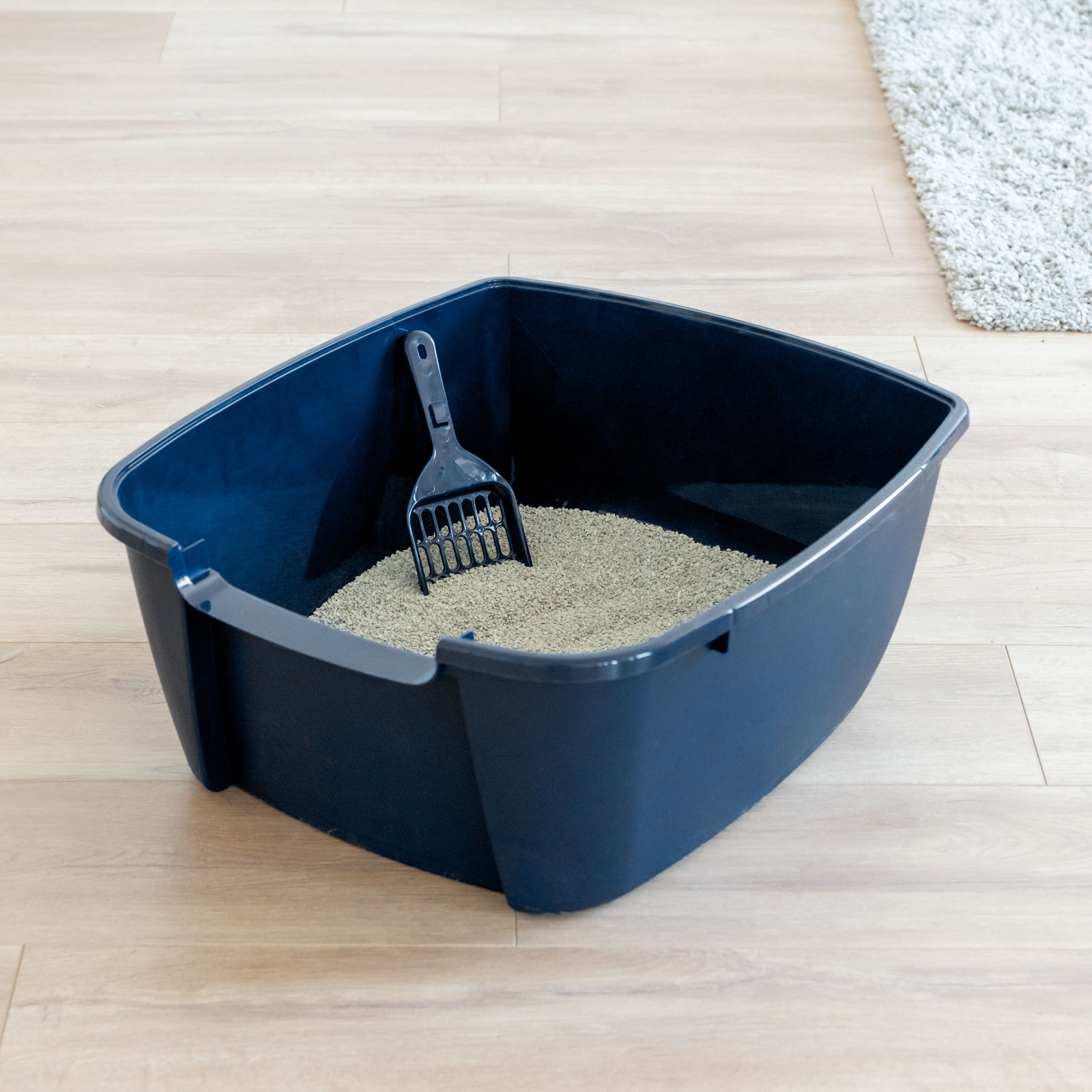 IRIS Jumbo Litter Box with Scoop， Navy