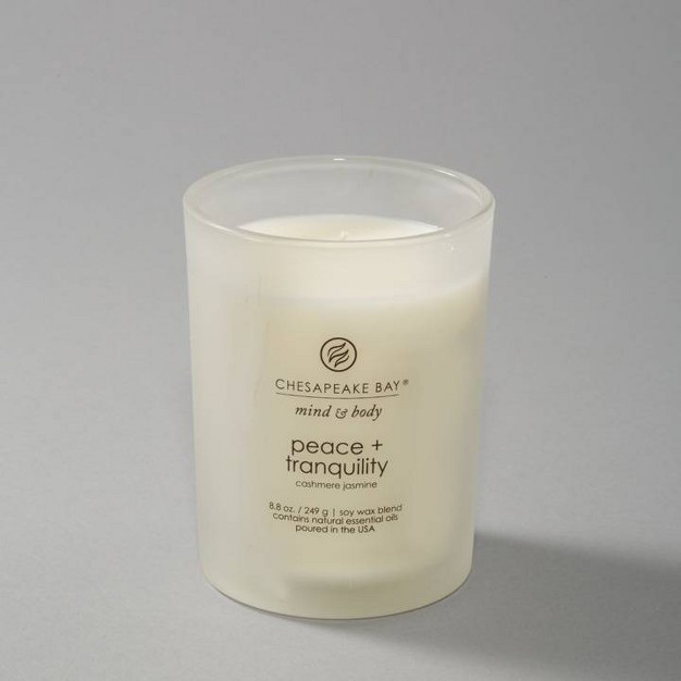 Frosted Glass Peace Tranquility Lidded Jar Candle White Mind amp Body By Chesapeake Bay Candle