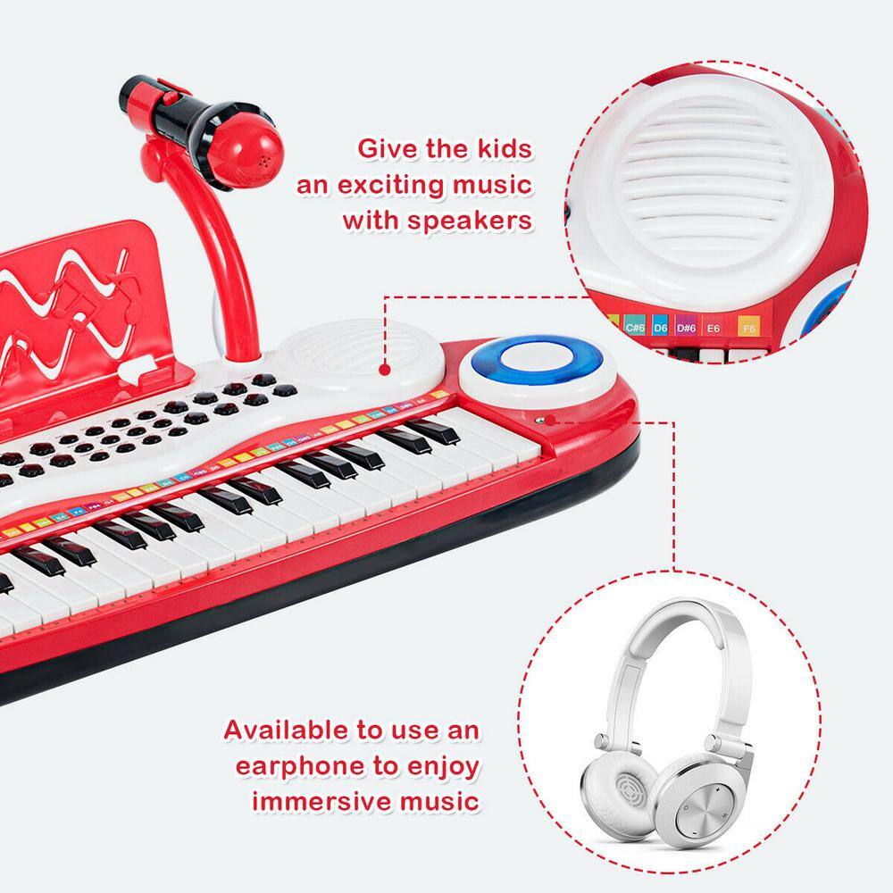 Gymax Z-Shaped Kids Toy Keyboard 37-Key Electronic Piano Red GYM03938