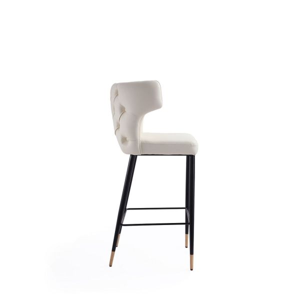 Holguin Barstool in Cream， Black and Gold (Set of 3)