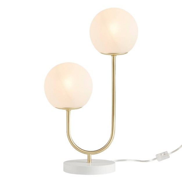 2 light Zusa Metal Globe Table Lamp includes Led Light Bulb Gold white 510 Design