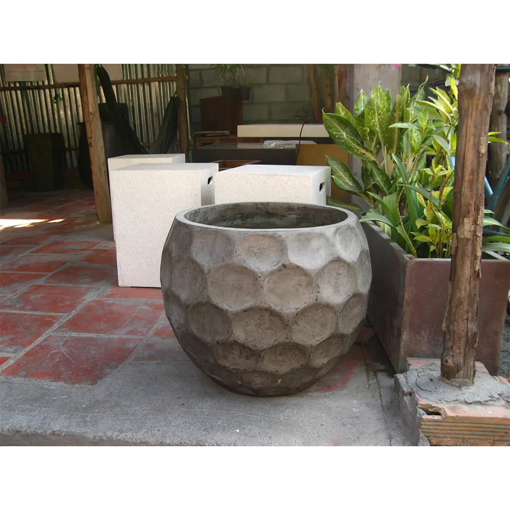 GRC Pottery Precast Concrete Shape Round Concrete Planter Set of 3 Made in Vietnam High Quality