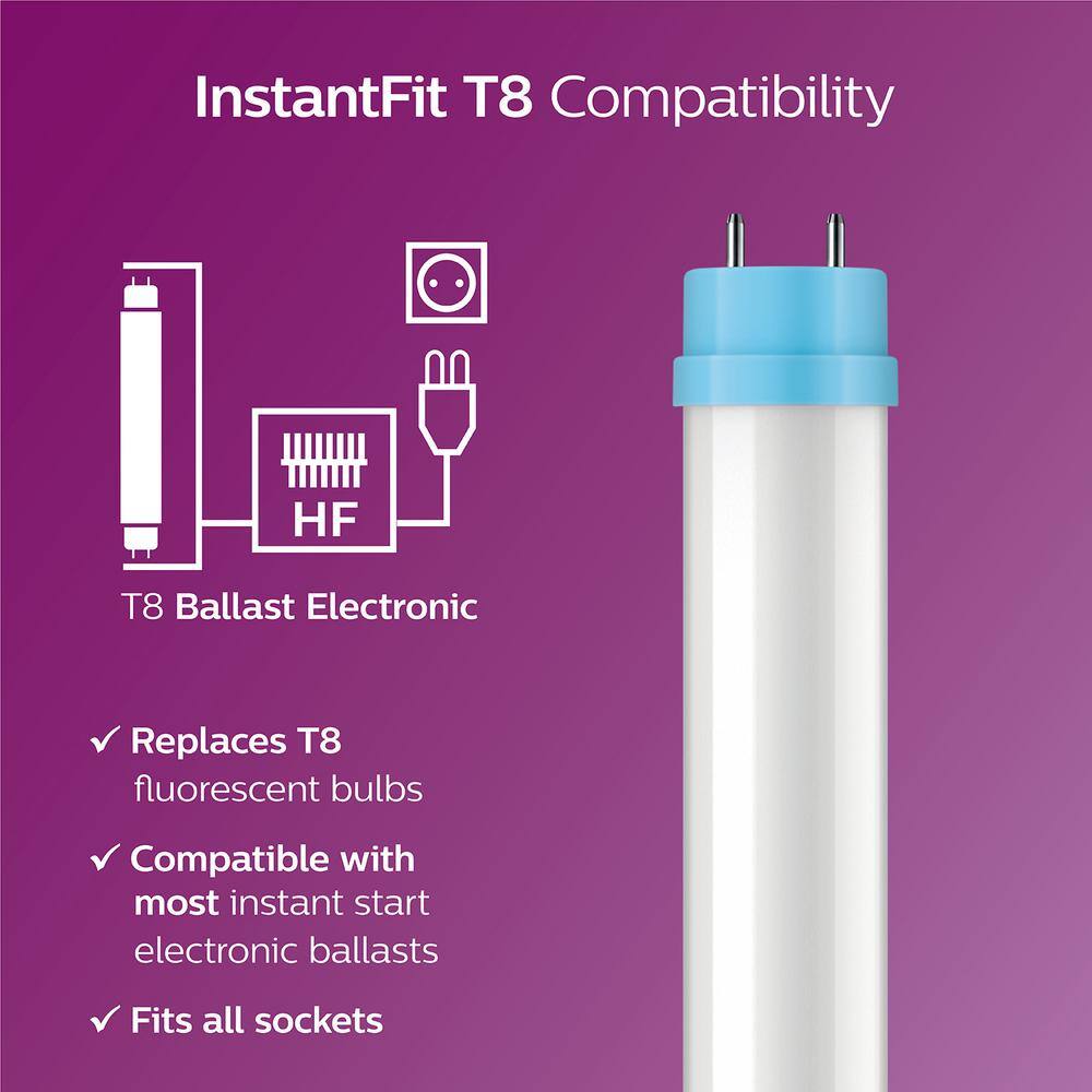 Philips 32W Equivalent 4 ft. Linear T8 Type A Instant Fit Cool White LED Tube Light Bulb (4000K) (30-Pack) 542100