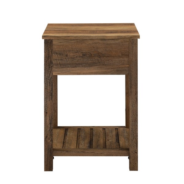 Farmhouse Single Drawer Open Shelf End Table