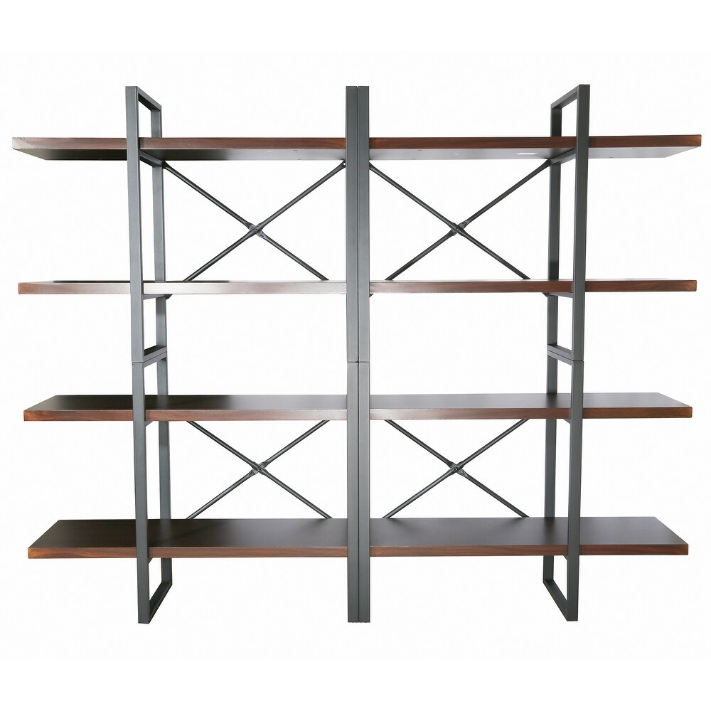 8 Tier and 8 Open Wider Metal Frame and Industrial Wood Etagere Bookcase   70.87*56.69*13 inch