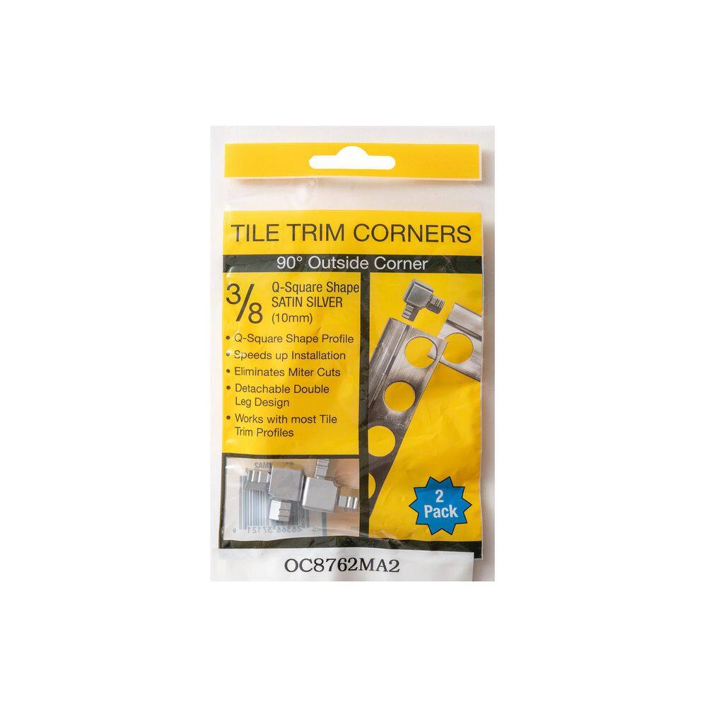 TrimMaster 38 in. Square Shape Tile Edging Trim Corners Outside Satin Silver (2-Pack) OC8762MA2