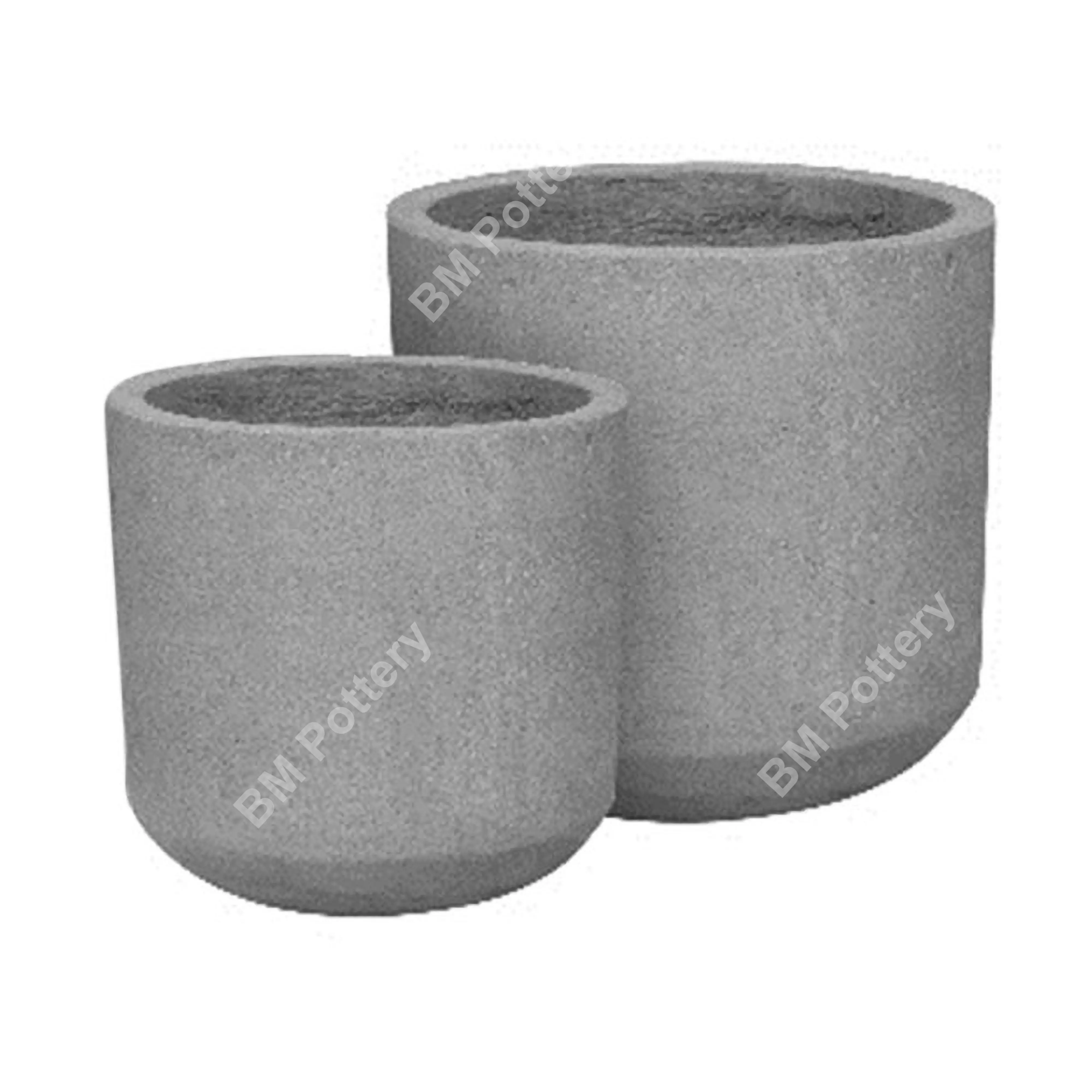 Modern Set of 2 Cement Light Natural Painted Pot Planters from Vietnam Indoor and Outdoor Pottery Garden Decor for plants