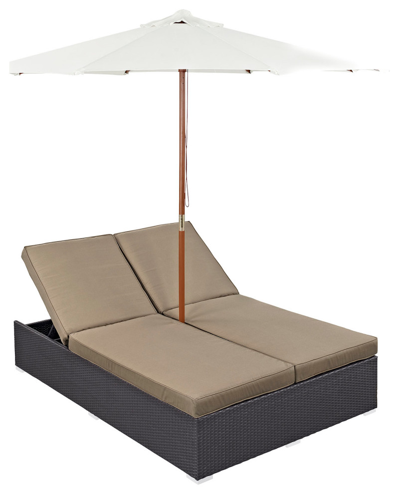 Convene Double Outdoor Wicker Rattan Chaise   Tropical   Outdoor Chaise Lounges   by Modway  Houzz