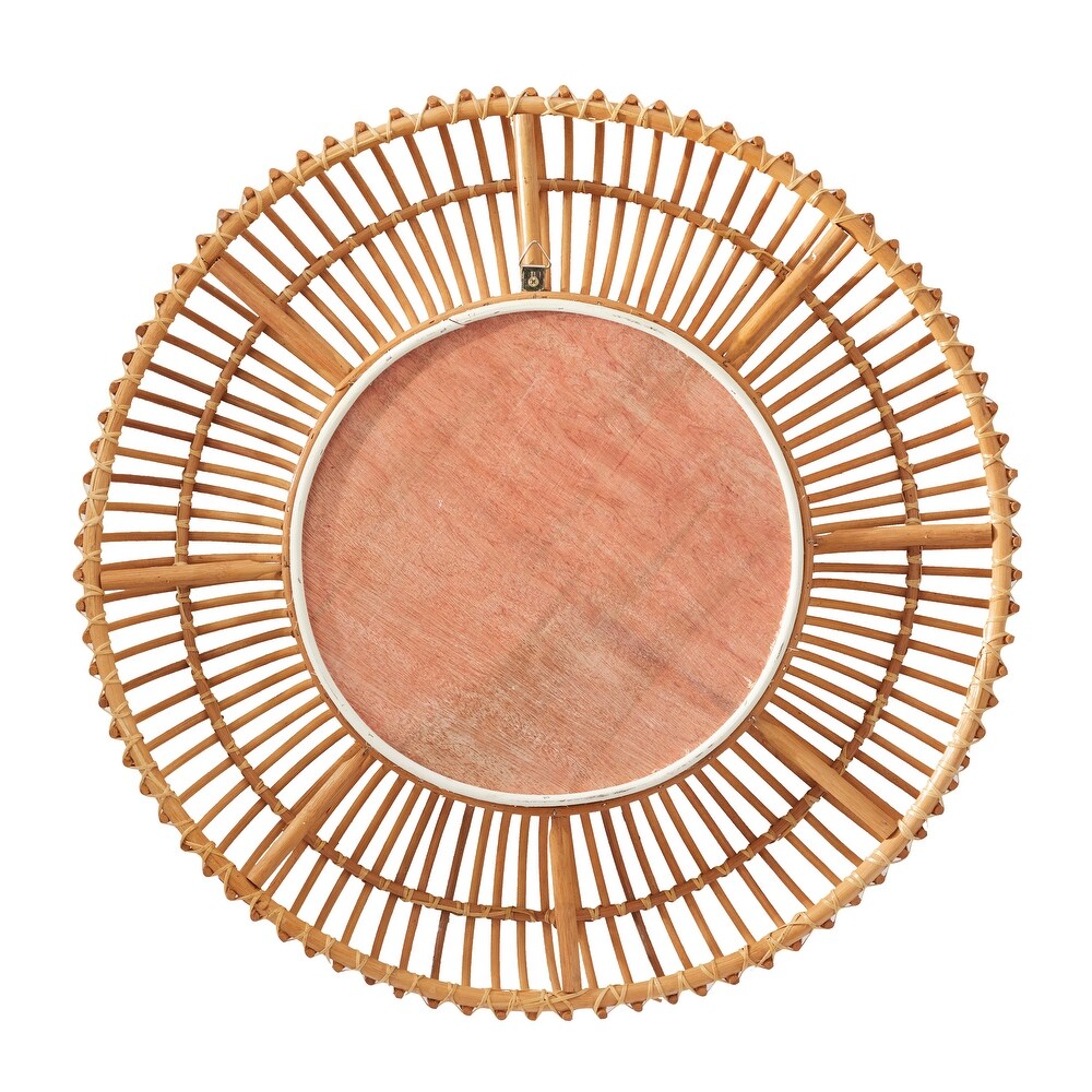 Brown Rattan Handmade Woven Wall Mirror