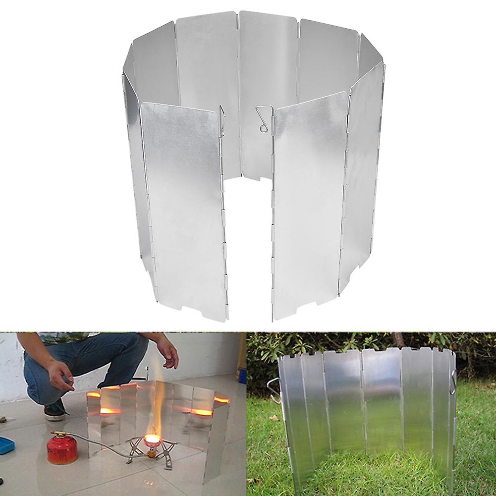 10 Pcs Outdoor Camping Stove Windshield Aluminum Alloy Burner Windshield Stove Screensilver