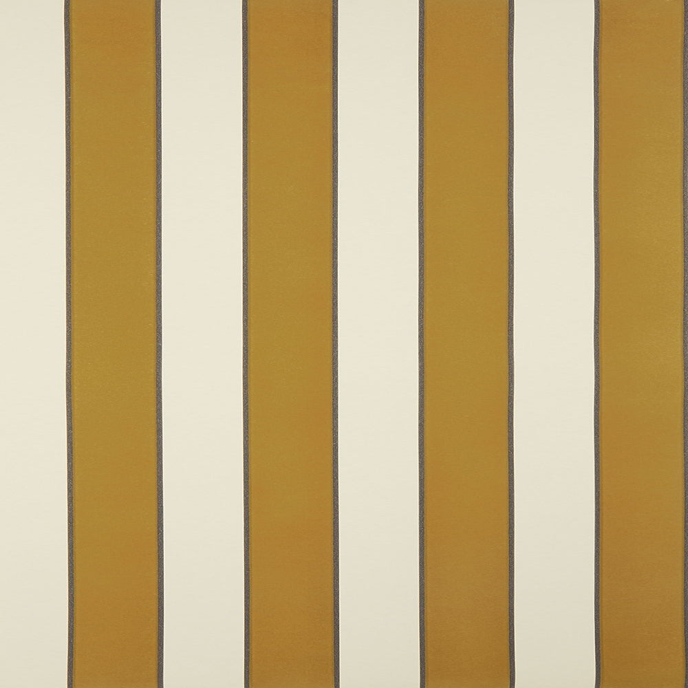 Regency Stripe Ochre Flocked Wallpaper