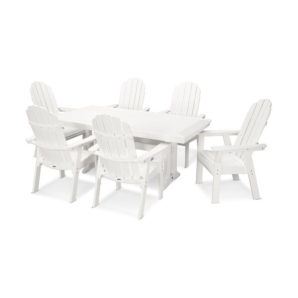 POLYWOOD Vineyard Adirondack Chair 7Piece Nautical Trestle Dining Set