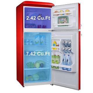 Galanz 10.0 cu. ft. Retro Top Freezer Refrigerator with Dual Door True Freezer Frost Free in Red GLR10TRDEFR