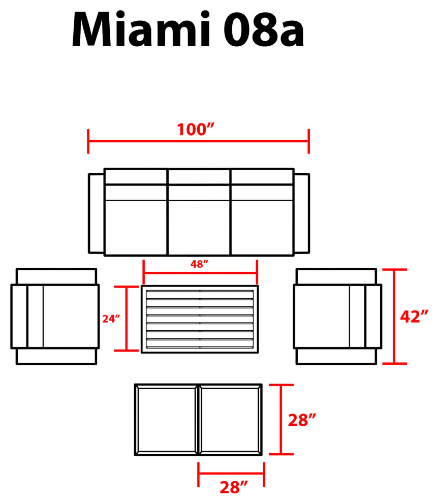 Miami 8 Piece Outdoor Wicker Patio Furniture Set 08a   Contemporary   Outdoor Lounge Sets   by TKClassics  Houzz