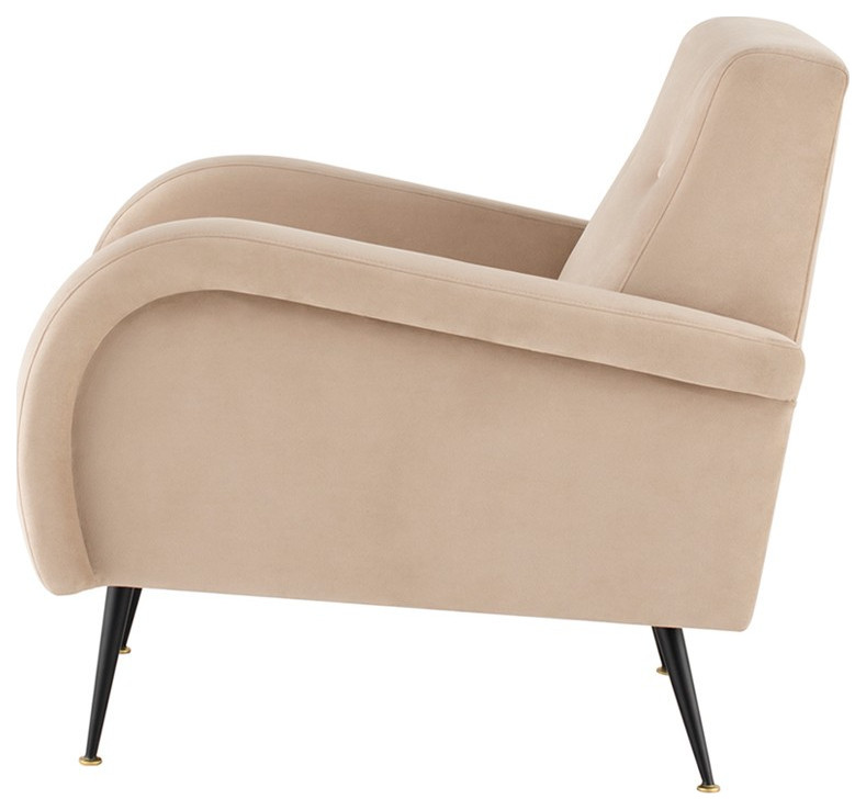 Eunice Occasional Chair nude velour   Midcentury   Armchairs And Accent Chairs   by Virgil Stanis Design  Houzz