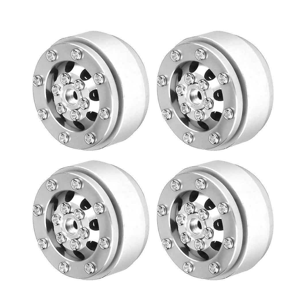 4pcs Rc Car Aluminium Alloy Beadlock Wheel Hubs For Wpl 1/16 Rc Military Truck (silver+silver)