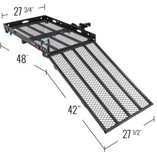 SILVER SPRING 500 lbs. Capacity Hitch-Mounted Folding Steel Wheelchair or Scooter Carrier with 42 in. L Ramp SC400-V2