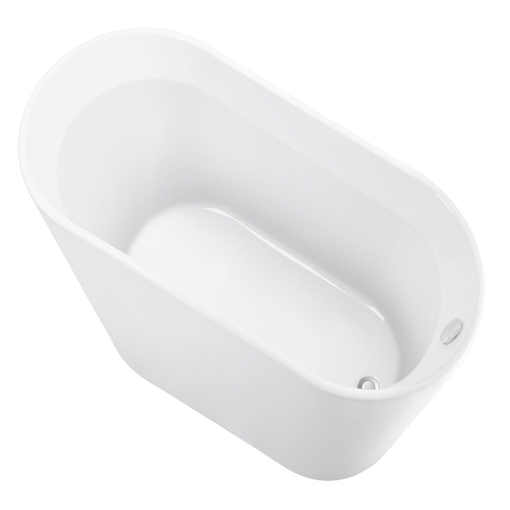 69 Inch Acrylic Freestanding Soaking Bathtub in White with Overflow and Drain